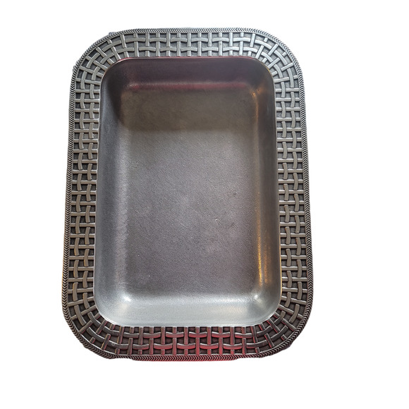 3 Pack Wilton Armetale Basketweave Serving Dish Platter set oval, basket, round - Picture 13 of 16